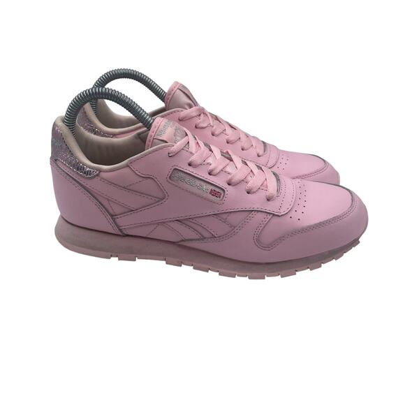 Reebok Classic Leather Pink Metallic Casual Retro Walking Womens 6 - Picture 1 of 8